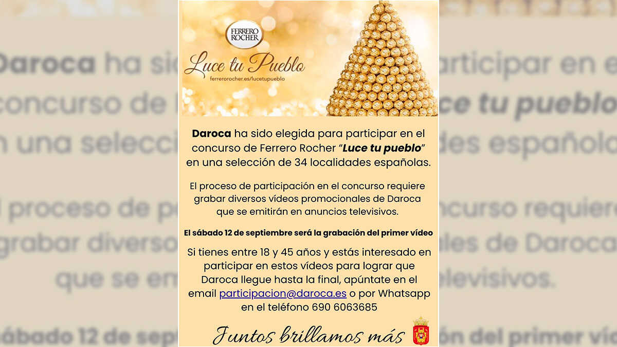 Aragonese town Daroca selected by Ferrero Rocher among 34 for its “Luce tu pueblo” contest