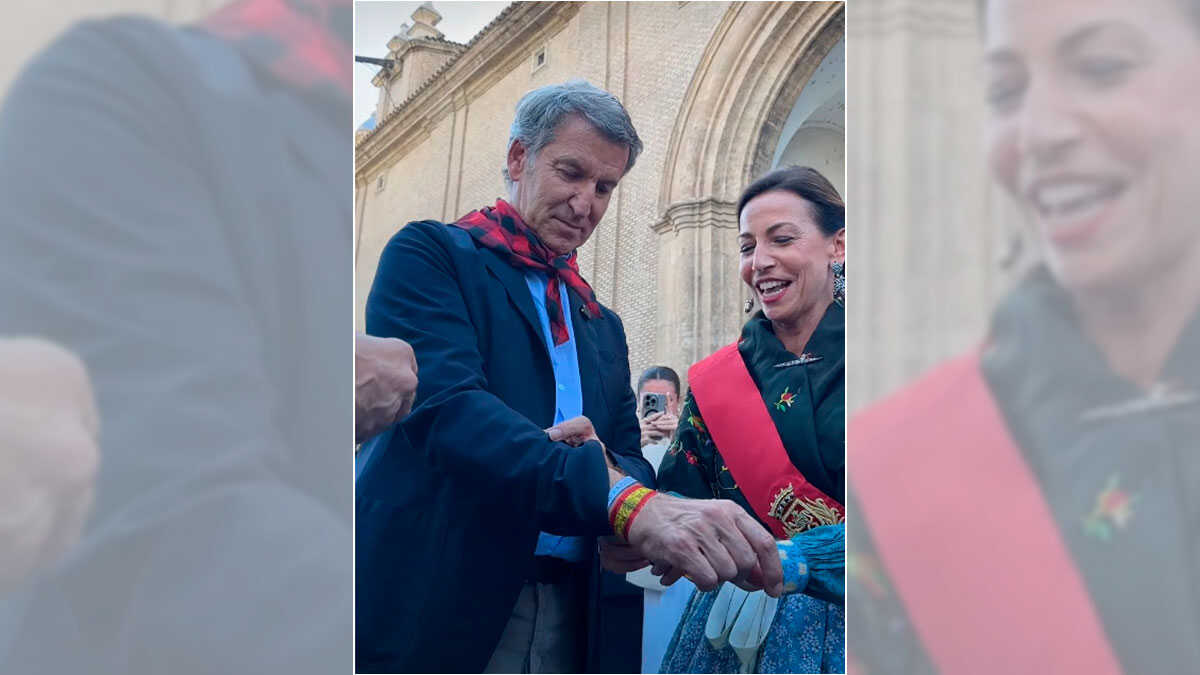 Chueca Welcomes Feijóo with a Virgin of Pilar Ribbon: “For Spain’s Future President”