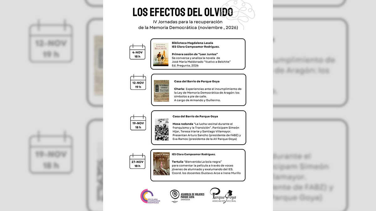 Parque Goya holds Democratic Memory events: full programme